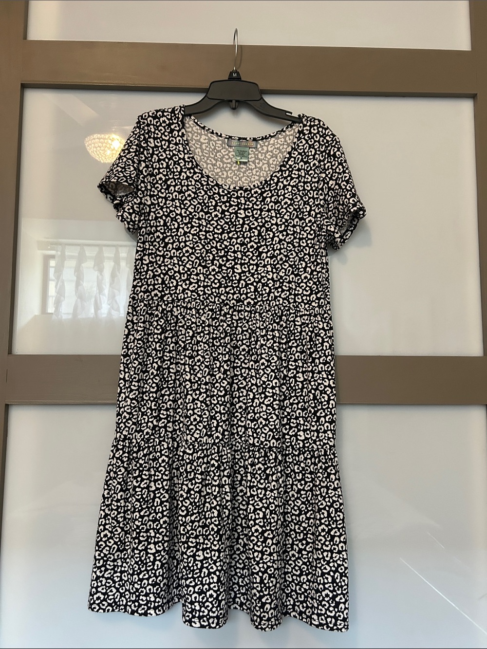 Good Luck Gem Black & White Leopard Print Midi Dress